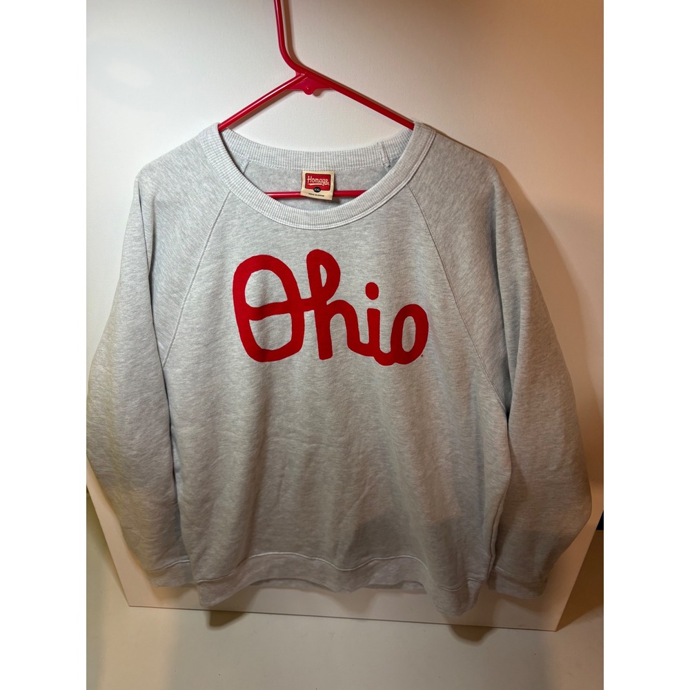 Homage Ohio State Buckeyes Crewneck Sweatshirt 2XL XXL NWOT Gray Red Script OSU